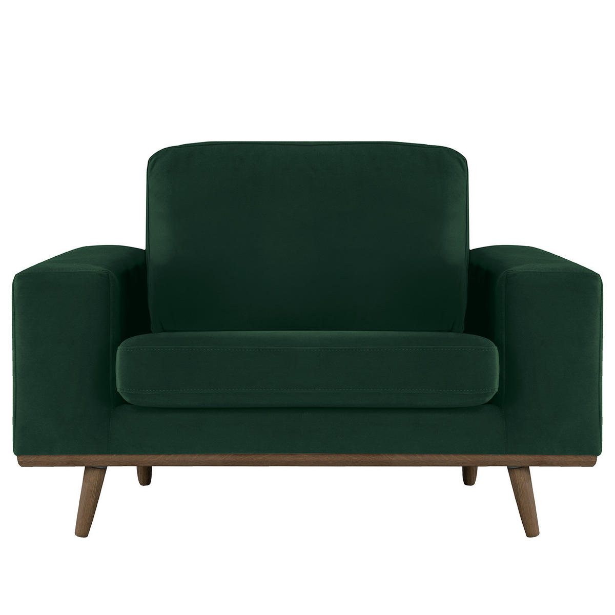 SESSEL - Eichefarben/Grün, Eichenholz/Textil (122/81/88cm) - home24