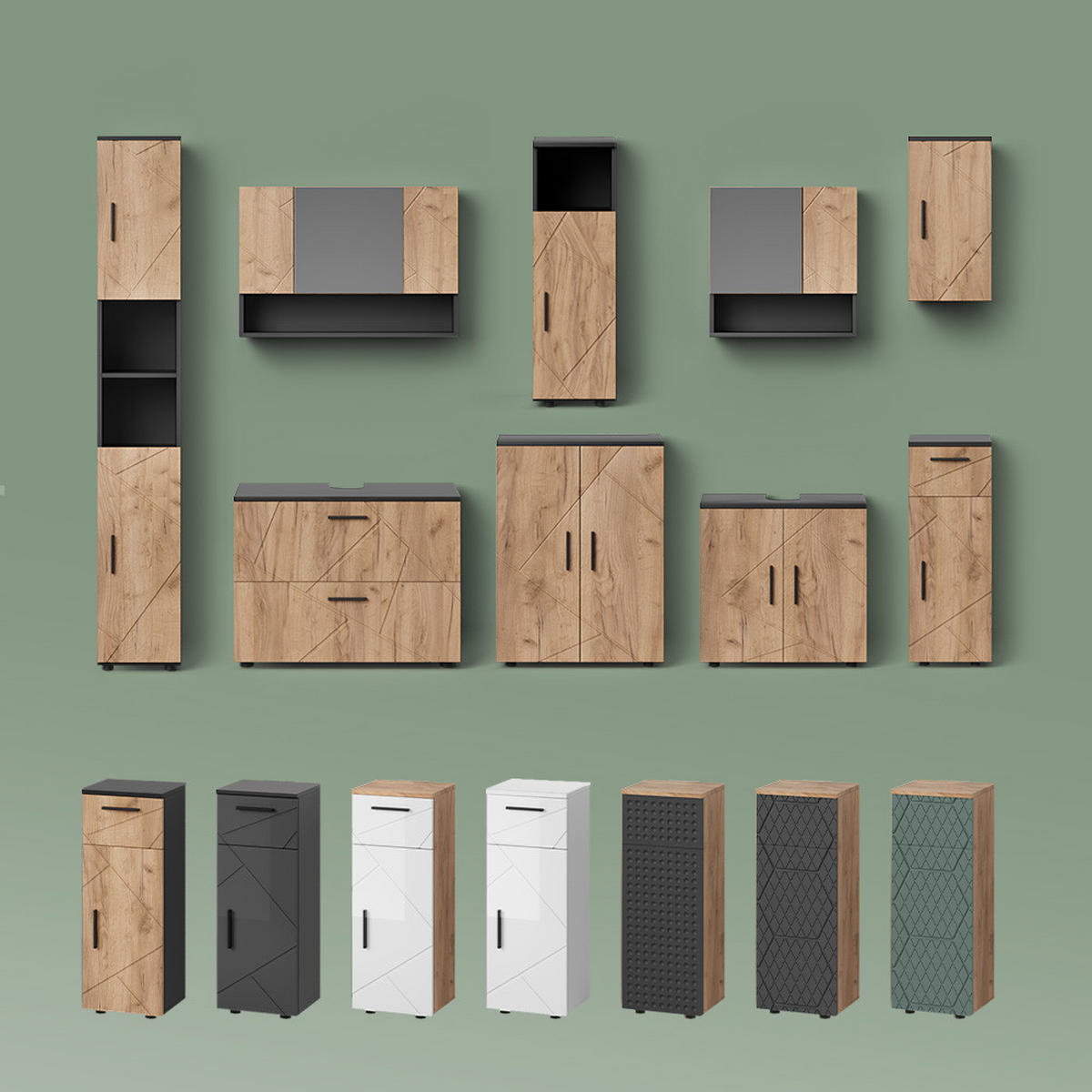 WASCHBECKENUNTERSCHRANK Ronco Weiß Hochglanz 80 x 58.6 cm - Weiß Hochglanz/Weiß, Holzwerkstoff (80/58.6/41cm) - Livinity®