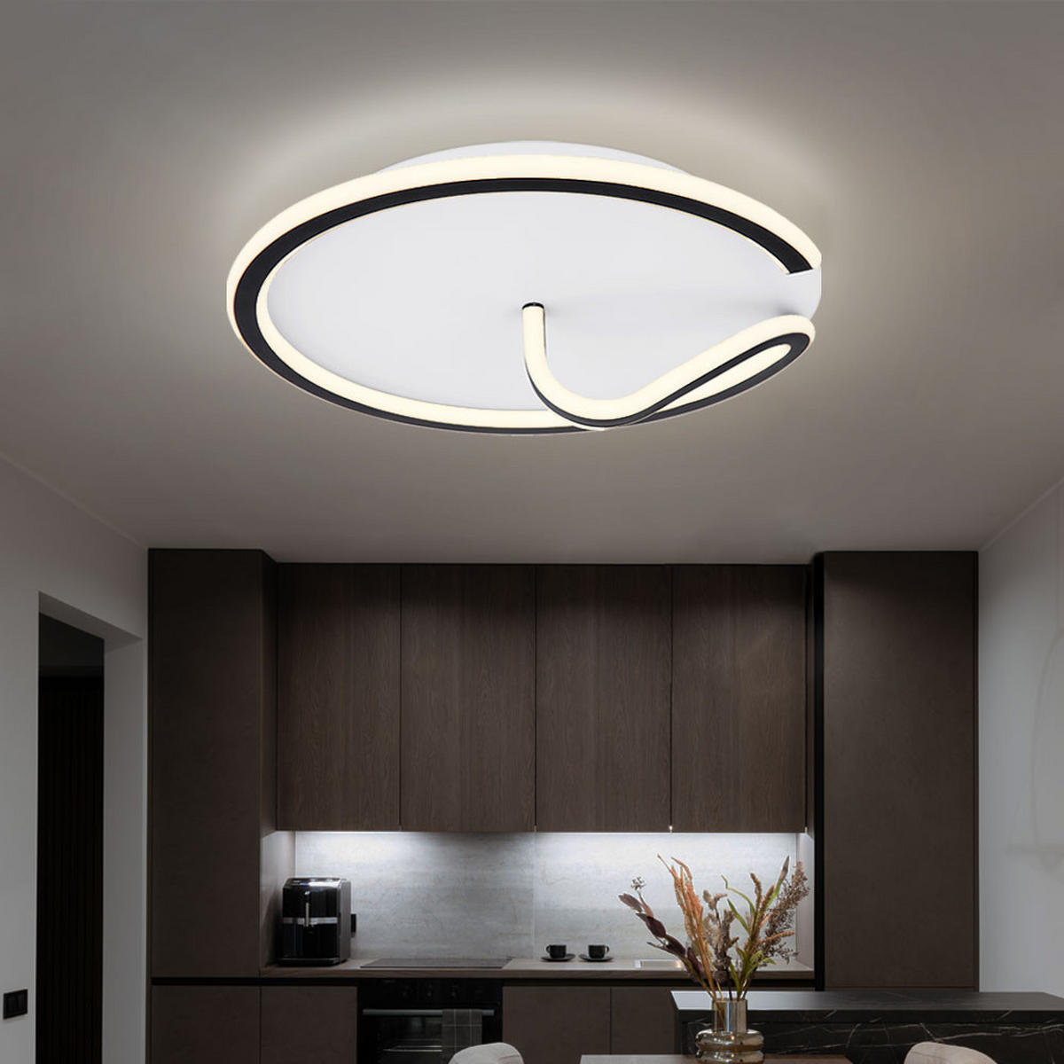 LED DECKENLEUCHTE Metall Schwarz Opal - Schwarz, Metall (41/41/13cm) - Globo Lighting