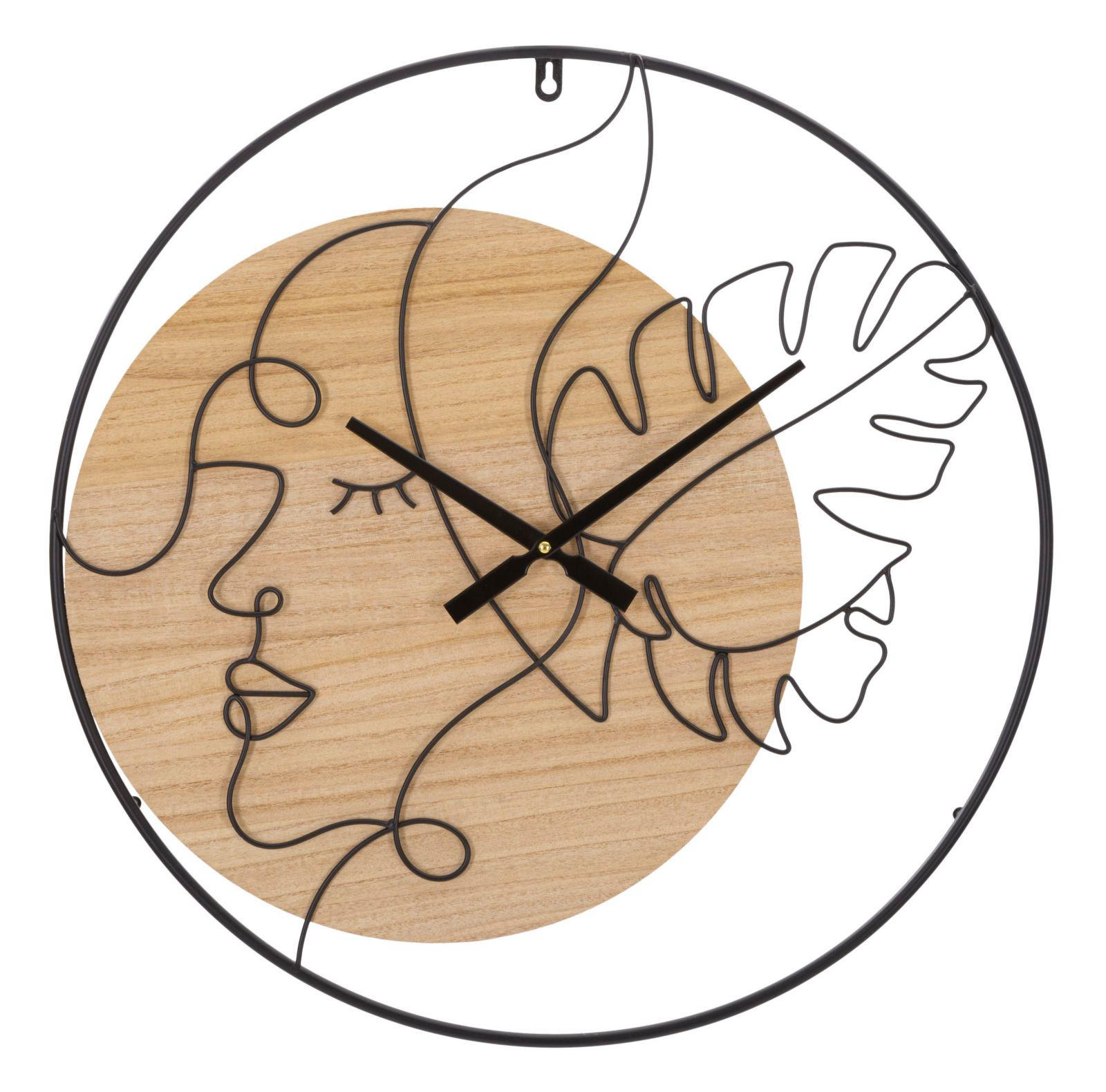 WANDUHR Elegant - B, schwarz und braun, Eisen und MDF, 60 x 2 x 60 cm - Schwarz/Braun, Holzwerkstoff/Metall (60/60/2cm) - Mauro Ferretti