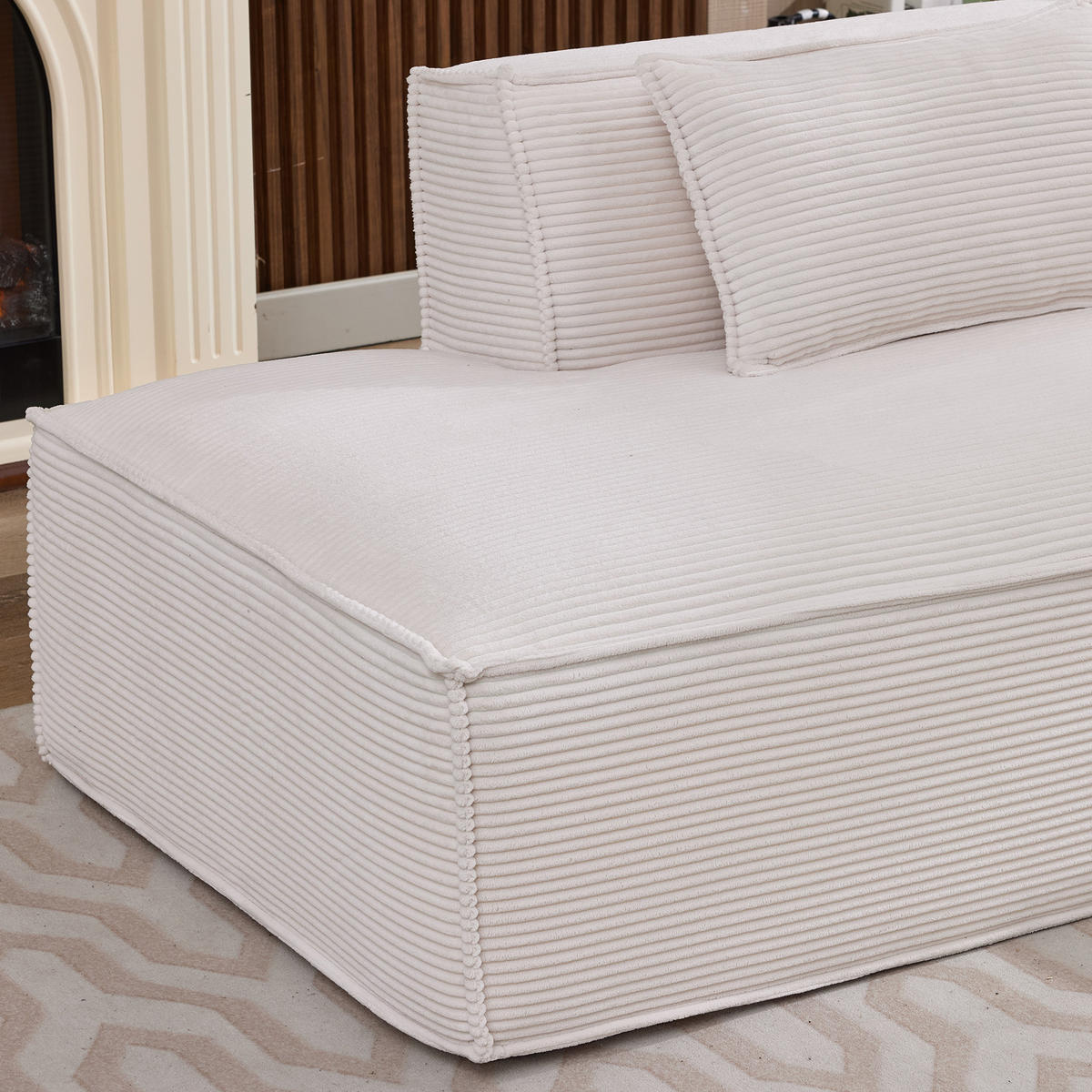 ECKSOFA Polyester Beige mit Kissen - Beige, Textil (235/129cm) - WISHDOR