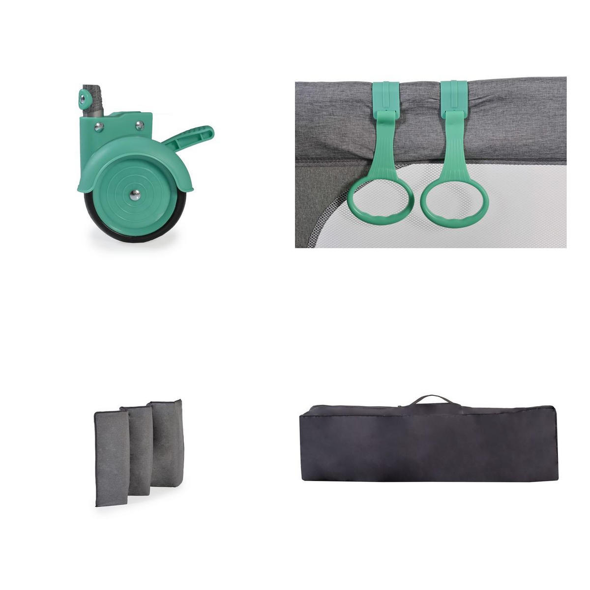 REISEBETT LAUFSTALL Skyglow grün 2 Räder mit Bremsen Matratze Seiteneingang - Grün, Kunststoff (60/120cm) - Cangaroo