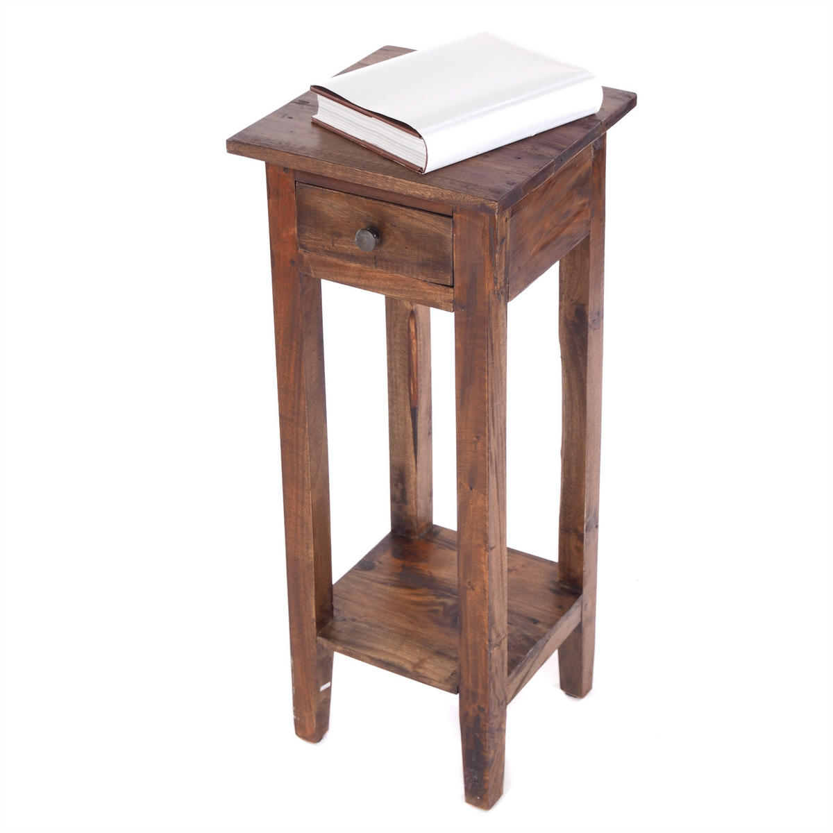 TELEFONTISCH NAPOLEON Recyclingholz massiv braun - Braun, Holz (34/45/64cm) - DESIGN DELIGHTS