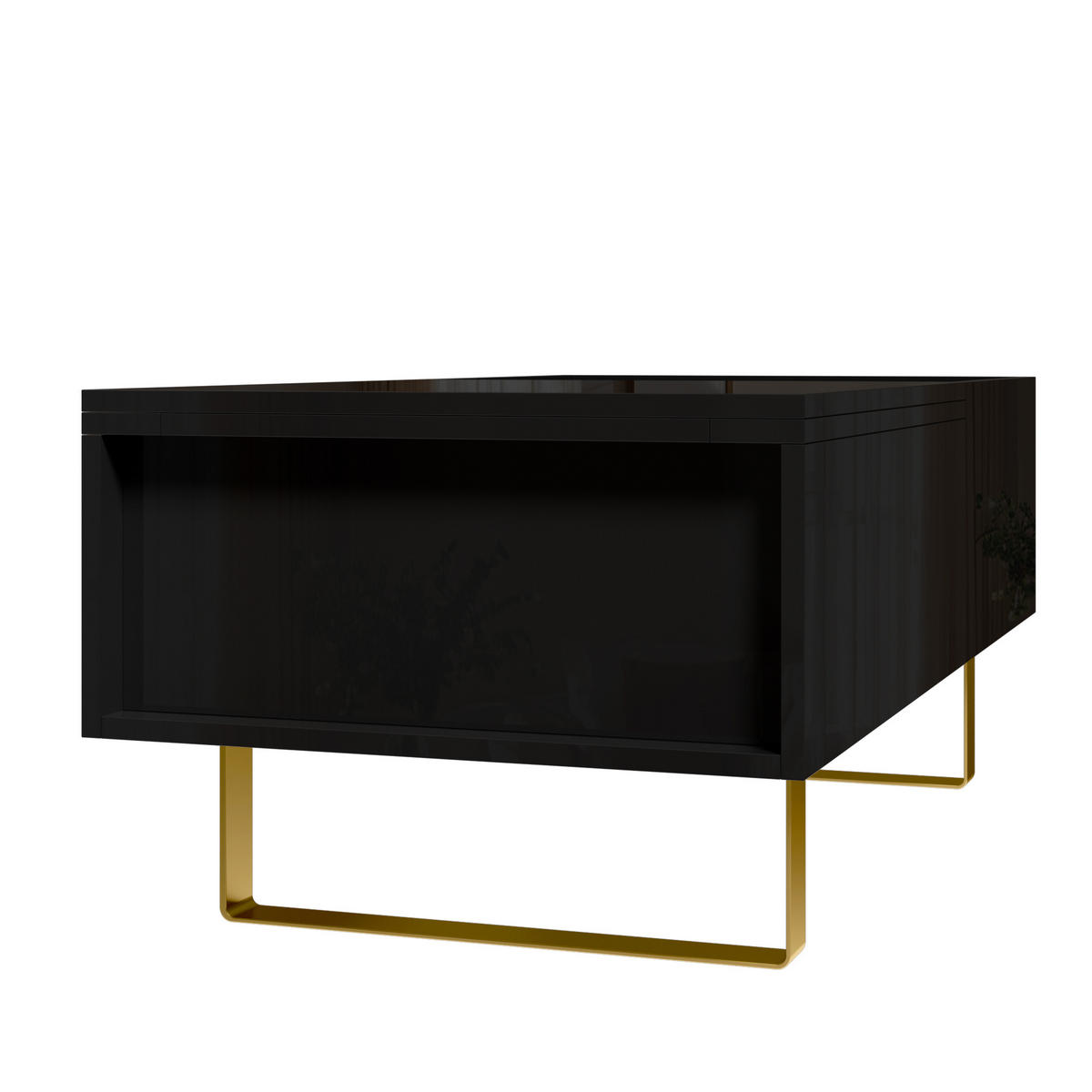 COUCHTISCH DE-37070 höhenverstellbar mit Schublade und U-Füßen Schwarz - Schwarz, Holzwerkstoff (100/50/54.5cm) - ComfortXL