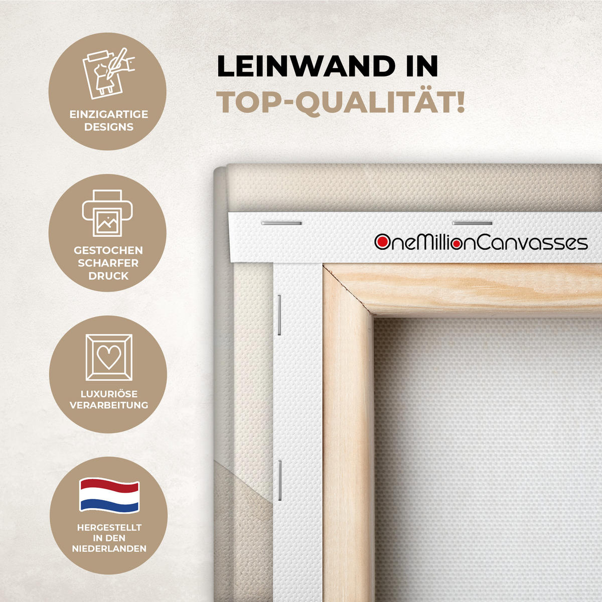 LEINWANDBILD Beige - Natur - Abstrakt - Modern Gemälde 60x40 cm - Beige, Textil (60/40cm) - MuchoWow