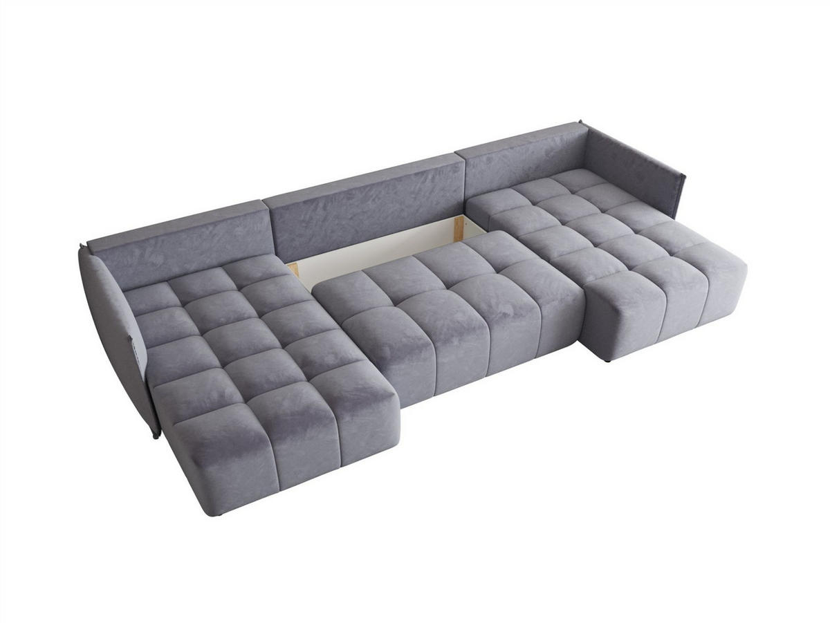 WOHNLANDSCHAFT Treviso - Hellblau, Holzwerkstoff/Textil (342/88/185cm) - Fun Möbel