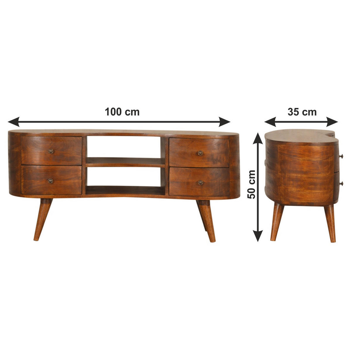 TV-LOWBOARD Dunbar für TVs bis zu 42" - Messingfarben/Braun, Holz/Metall (110/50/35cm) - Artisan Furniture