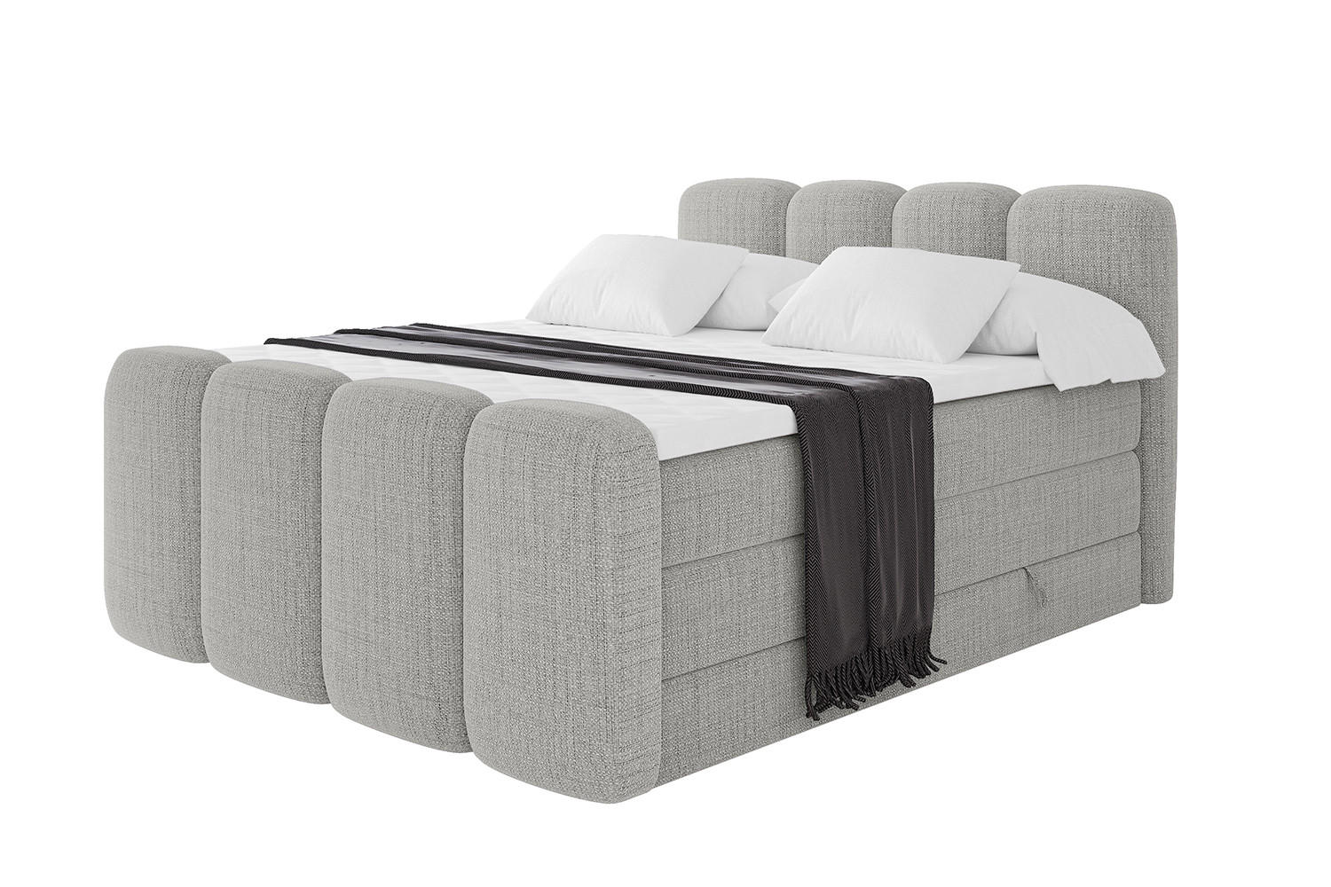 BOXBETT mit Matratze H3|H4 und Lattenrost - NINA-Z KING - 180x200 cm - Hellgrau - Hellgrau, Holzwerkstoff (180/200cm)