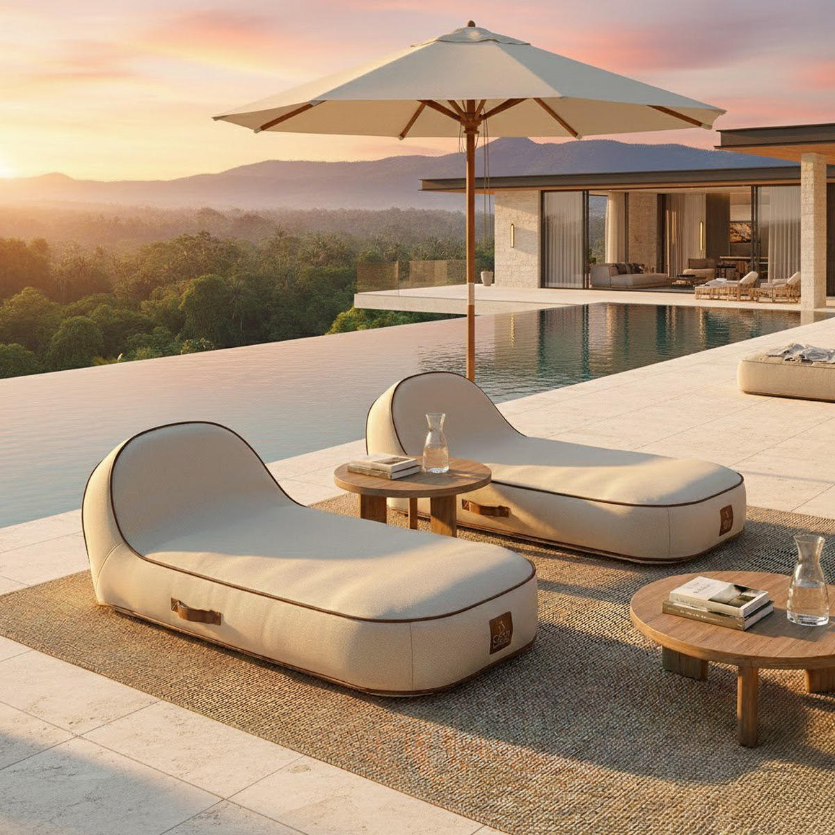 SONNENLIEGE PALMA Weiß - Creme/Weiß, Kunststoff/Textil (85/27/85cm) - Coco Lounge