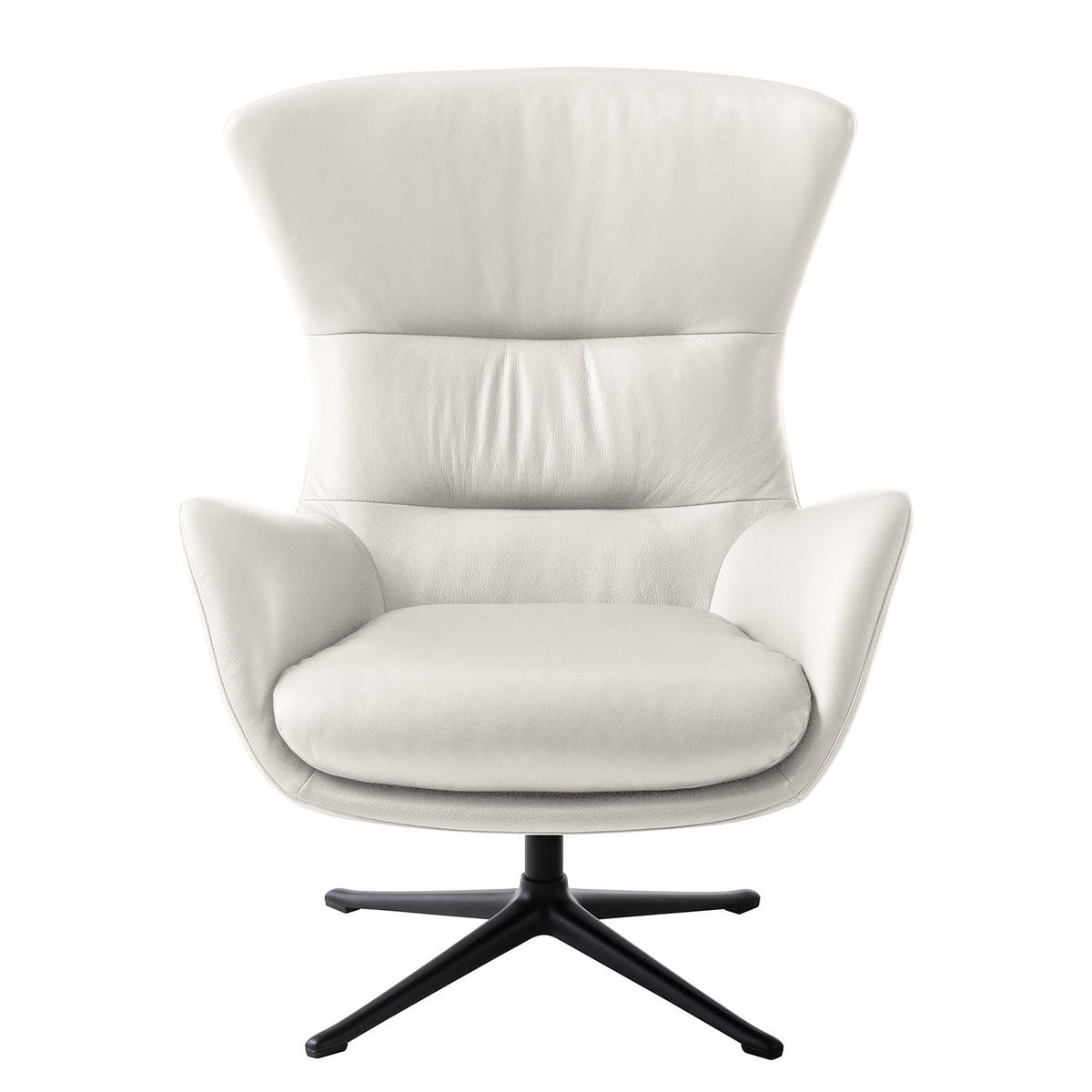 SESSEL mit Kreuzfuß - Schwarz/Weiß, Leder/Metall (84/99/96cm) - home24