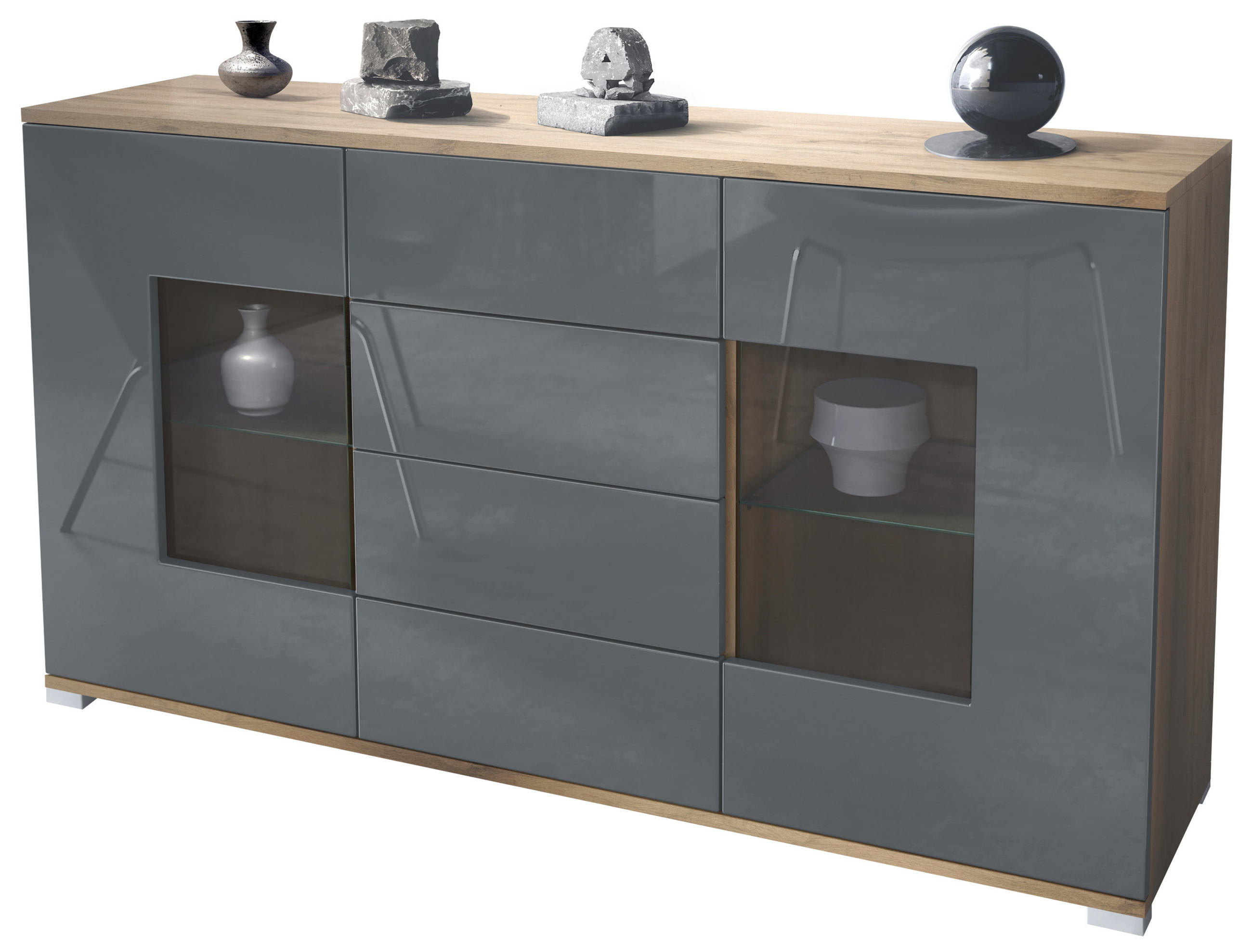 Vladon Sideboard Grau 138.5x75.5x35 cm