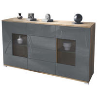 SIDEBOARD Grömitz Grau Hochglanz - Grau, Holzwerkstoff (138.5/75.5/35cm) - Vladon