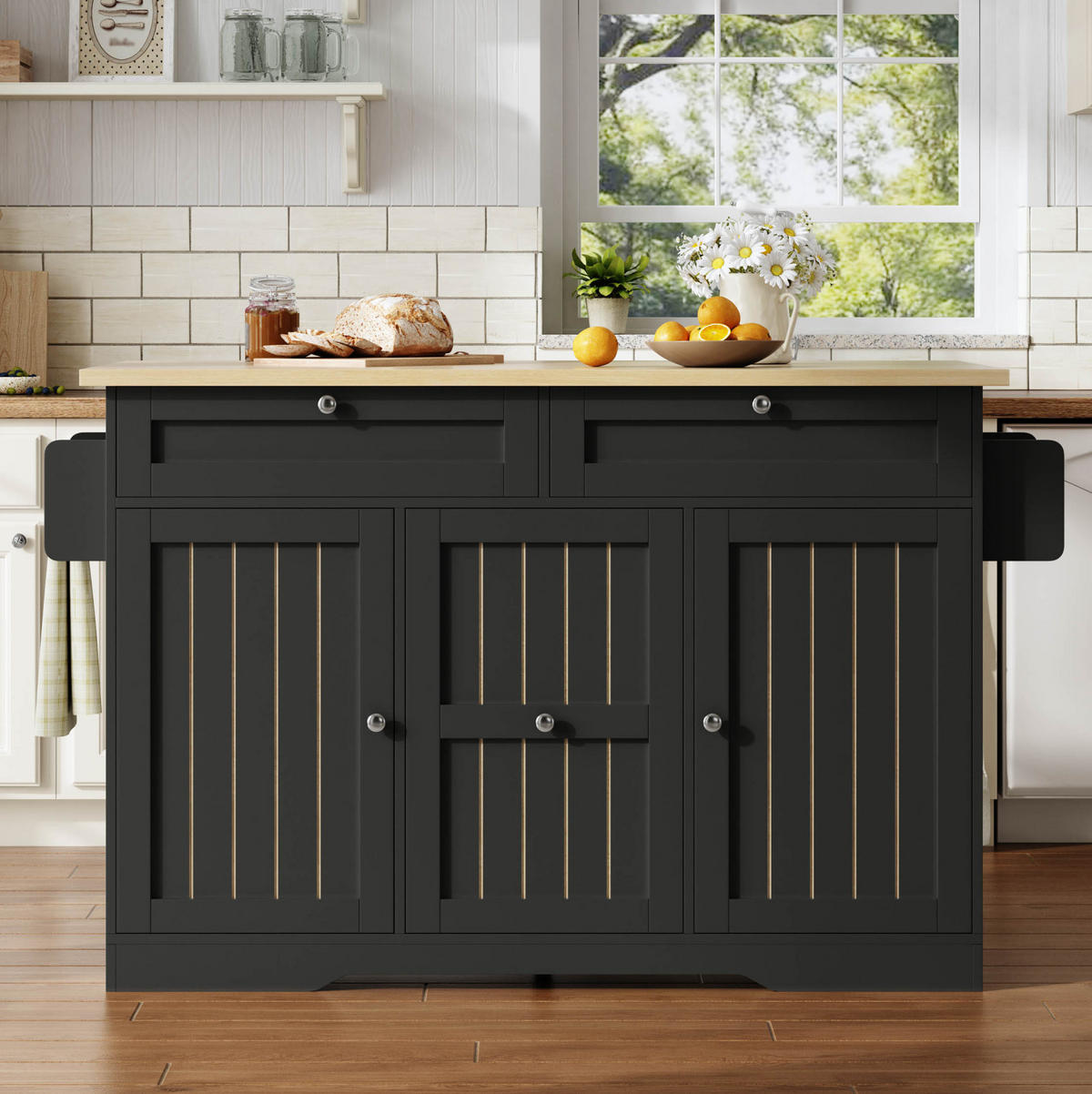 KÜCHENINSEL klappbar 120 x 45(70) x 92 cm Schwarz MDF - Schwarz, Holz (70/92/120cm) - Beauniv