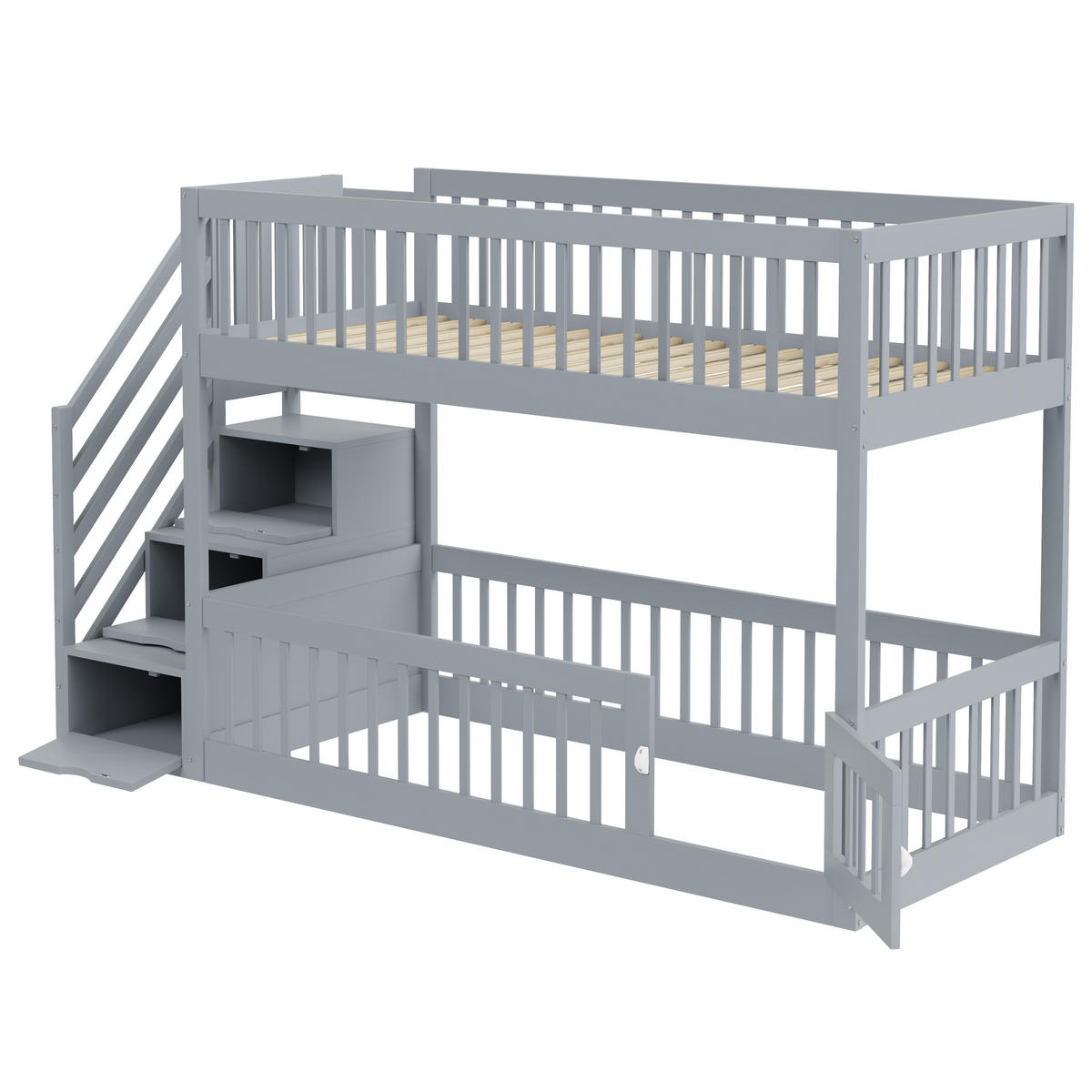 BETT Etagenbett 90x200 Grau/Weiß - Grau, Holz (90/200cm) - ComfortXL