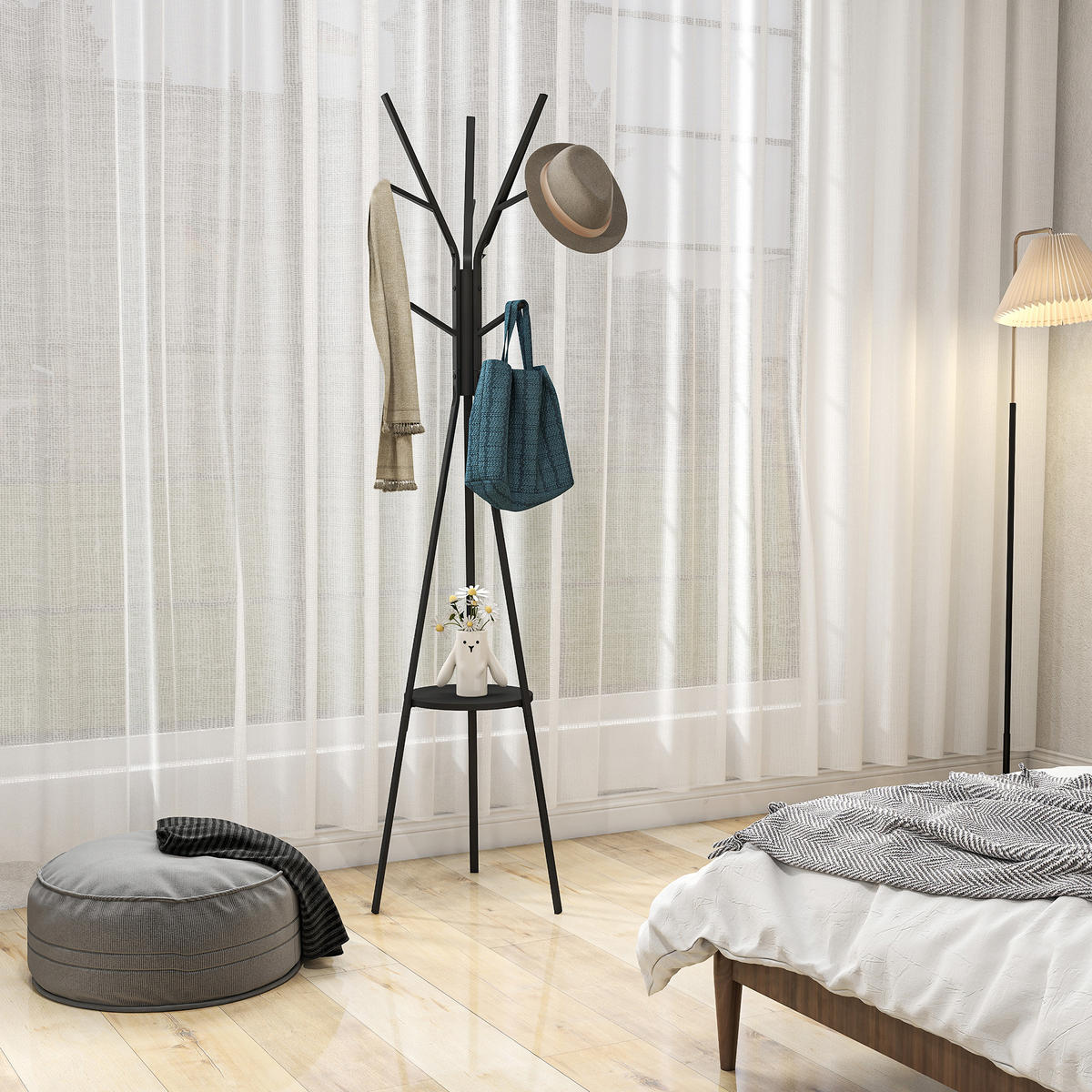 KLEIDERSTÄNDER - Schwarz, Holzwerkstoff/Metall (45/180/45cm) - HOMCOM