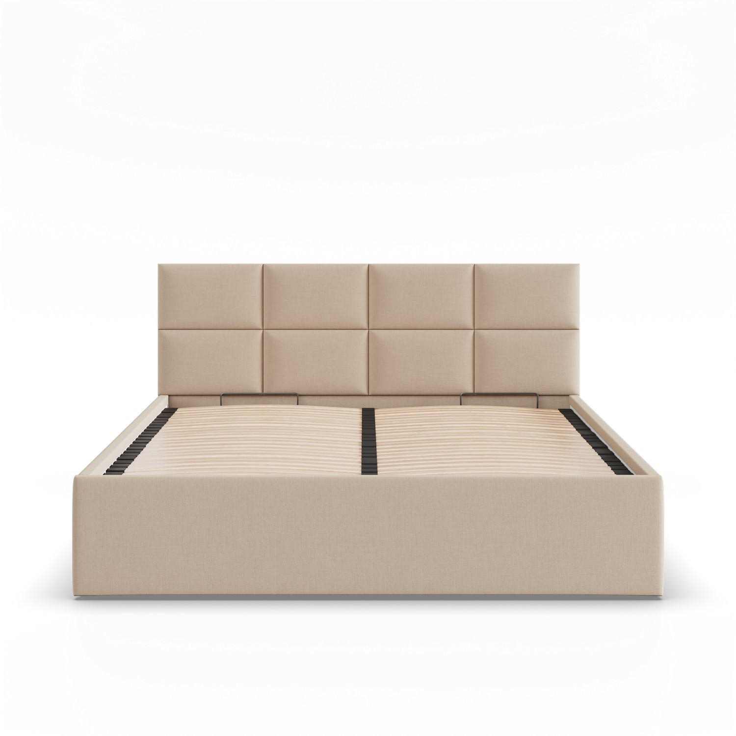 POLSTERBETT MIT KOPFTEIL 160x200 mit Bettkasten BORGO, Beige - Beige, Textil (160/200cm) - Mebligo