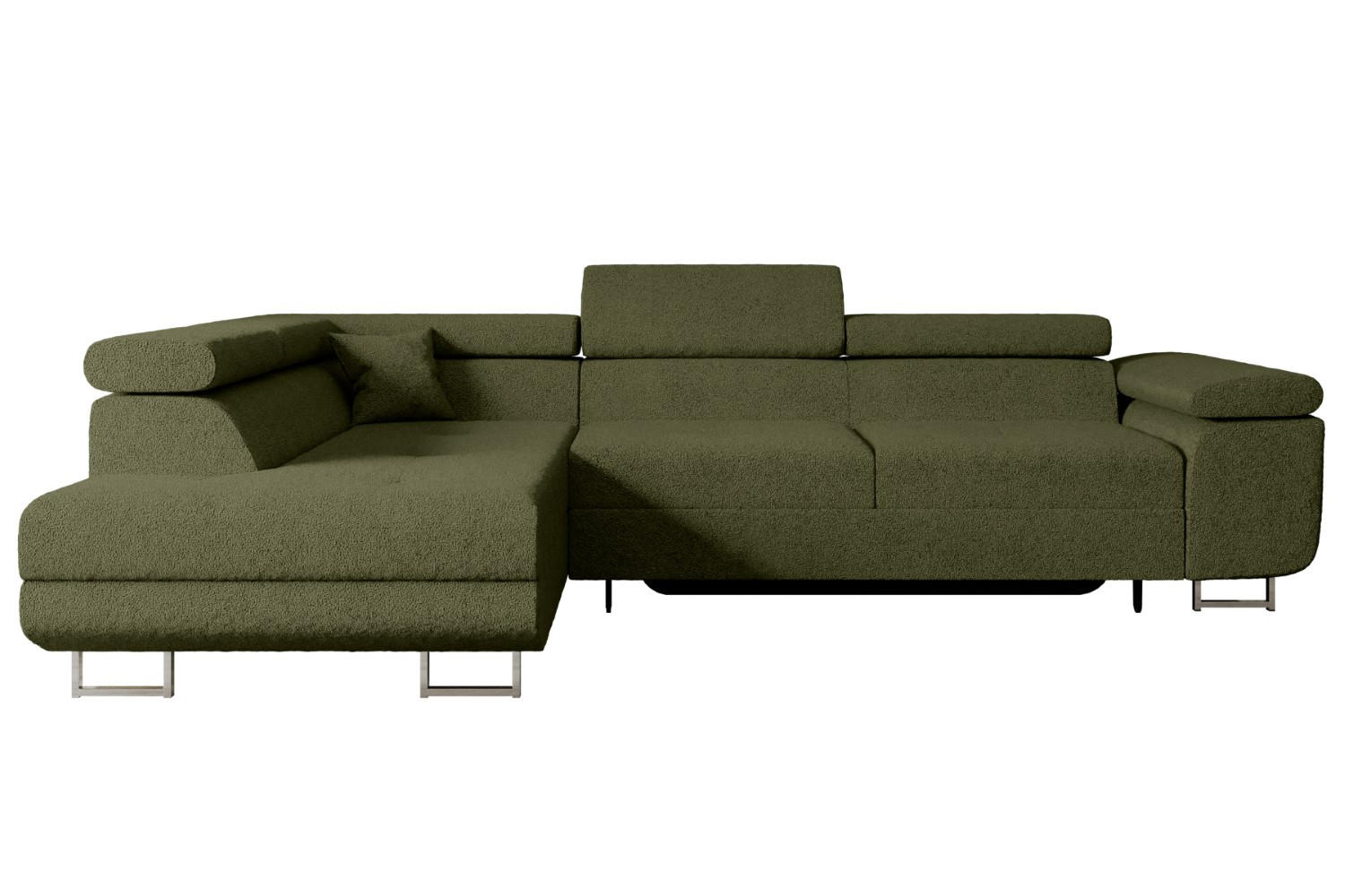 ECKSOFA mit Schlaffunktion und Bettkasten GUSA-L 272x202x107 cm Grün Bouclé - Silberfarben/Grün, Holzwerkstoff/Textil (202/272cm) - ALTDECOR