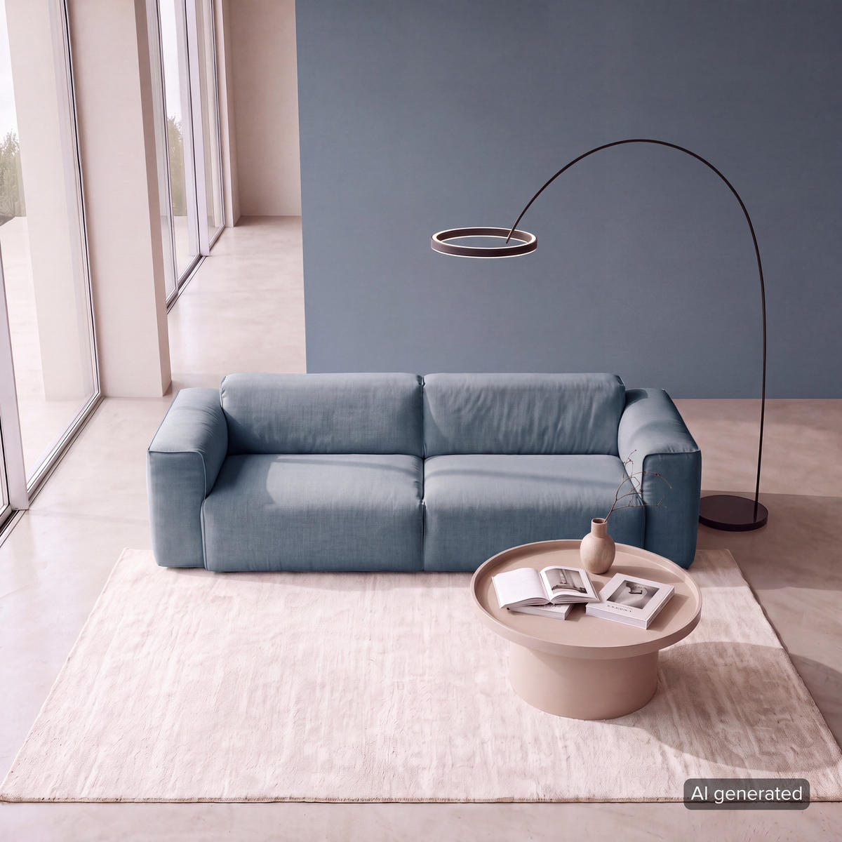 3-SITZER SOFA - Blau/Schwarz, Kunststoff/Textil (251/71/102cm) - home24