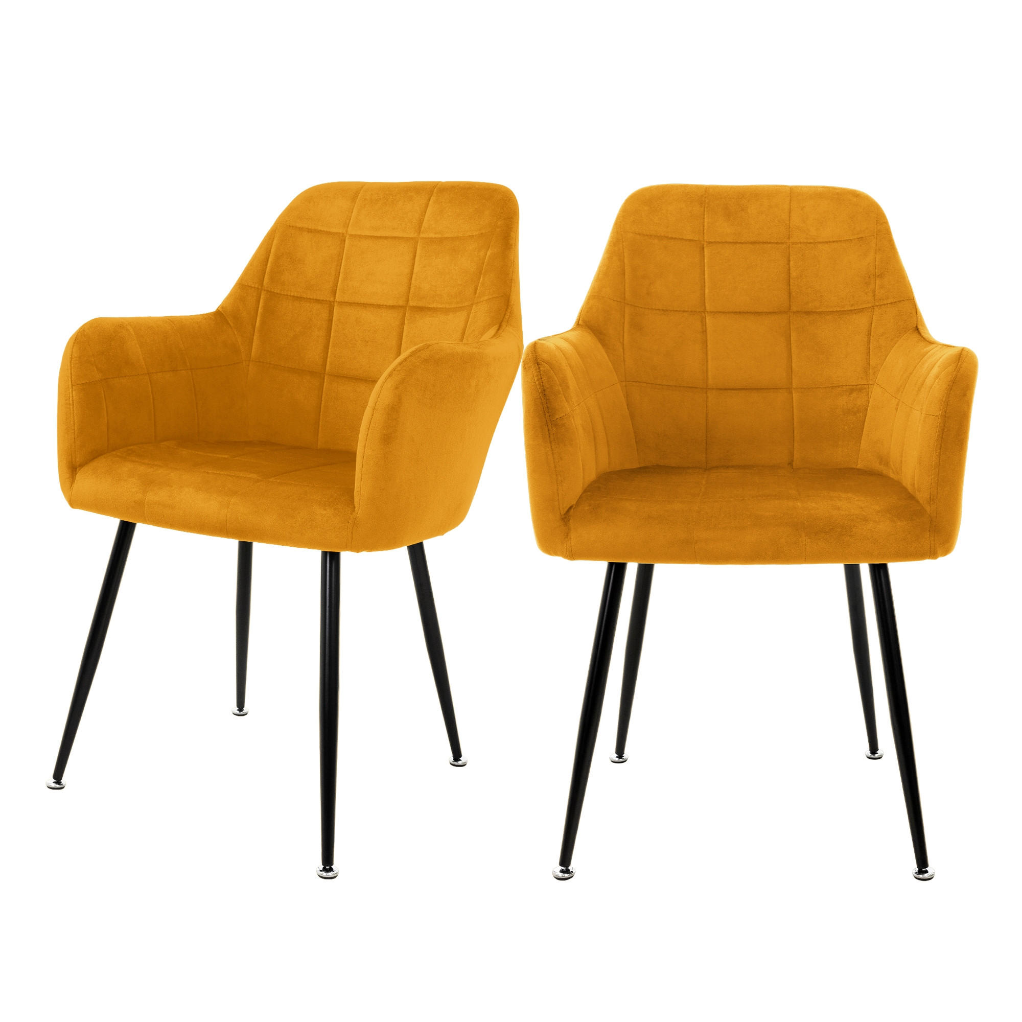 ML-DESIGN JÍDELNÍ ŽIDLE, sada 2 ks, hořčičně žlutý samet