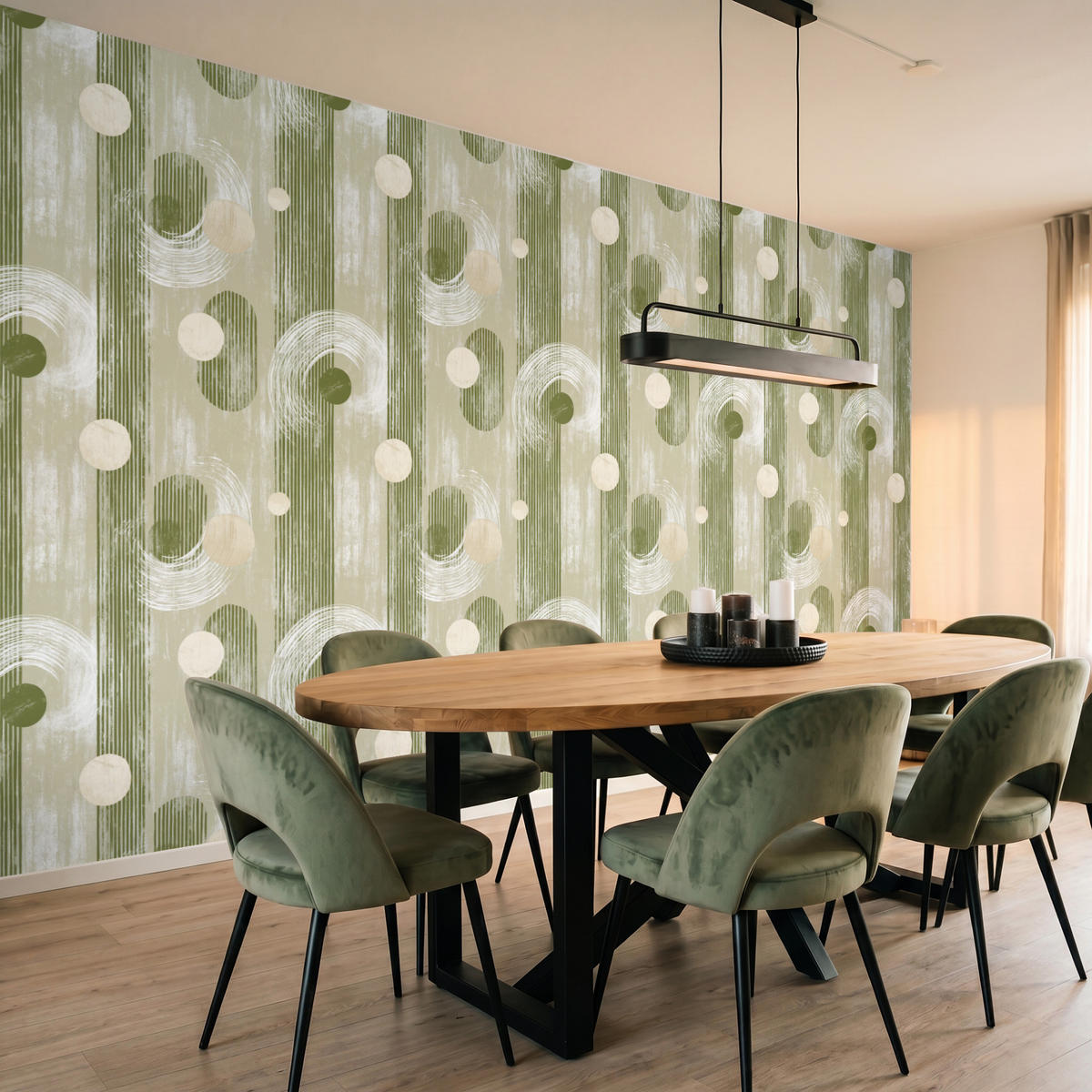 TAPETE - Künstlerisch - Modern - Grün - 400x220 cm - Olivgrün, Papier (400/220cm) - OnlyWow