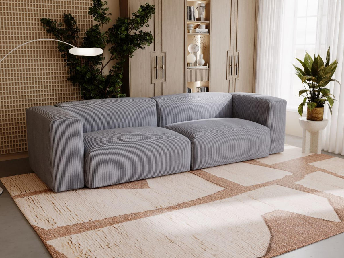 SOFA 240/85/80 Grau Landi - Schwarz/Grau, Kunststoff/Textil (240/85/80cm) - Graingold