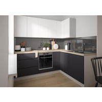 WINKELKÜCHE Florence grau / RAL 9003 signalweiß semi matt & RAL 7015 schiefergrau semi matt 9-teilig - Schwarz/Grau, Holzwerkstoff/Metall (230/207/172.2cm) - Feldmann-Wohnen