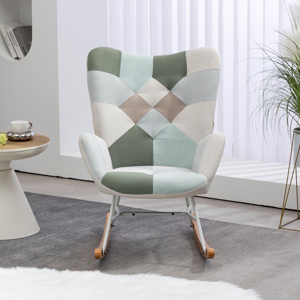 SCHAUKELSTUHL in Webstoff Multicolour - Multicolor, Metall (68/98/85cm) - Meubles Cosy