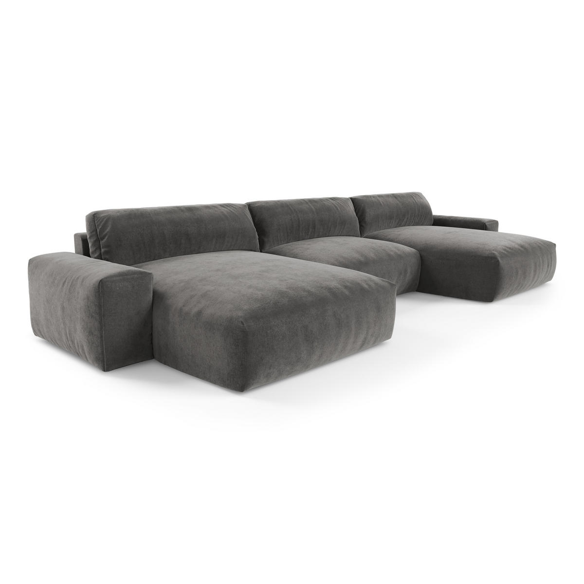 WOHNLANDSCHAFT Samt Graphitgrau 420cm - Graphitfarben/Grau, Textil (420/75/174cm) - Sia Home