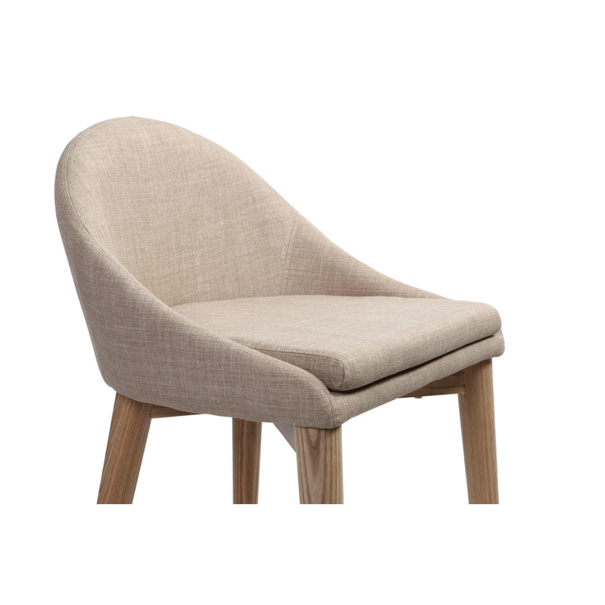 SKANDINAVISCHE Barhocker Stoff Beige Massives Eschenholz H66 cm 2er-Set DALIA - Beige, Textil (47/90/47cm) - Miliboo