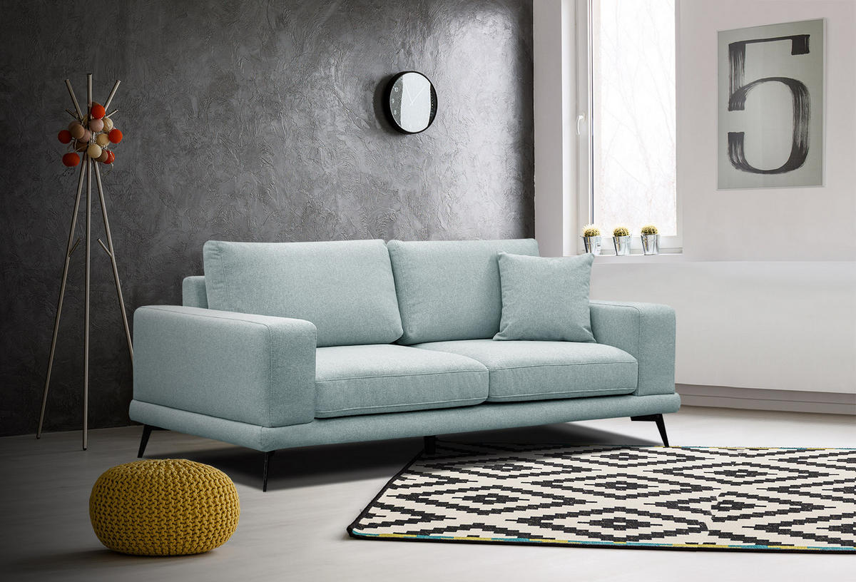 SOFA MEDIOLANE 2,5-Sitzer, mint - Mintgrün, Holzwerkstoff/Textil (203/87/96cm) - Courtois Laville