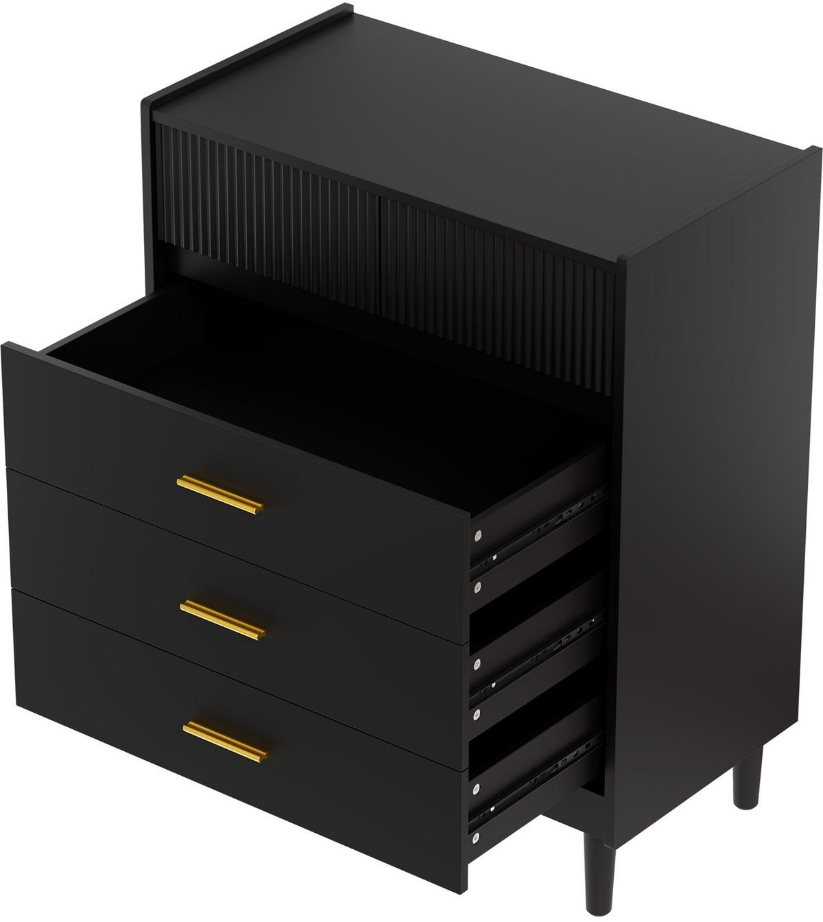 SCHUBLADENKOMMODE mit Füßen in 74/90/40cm-DG2 - Schwarz, Holzwerkstoff/Metall (74/90/40cm) - HOMAVO