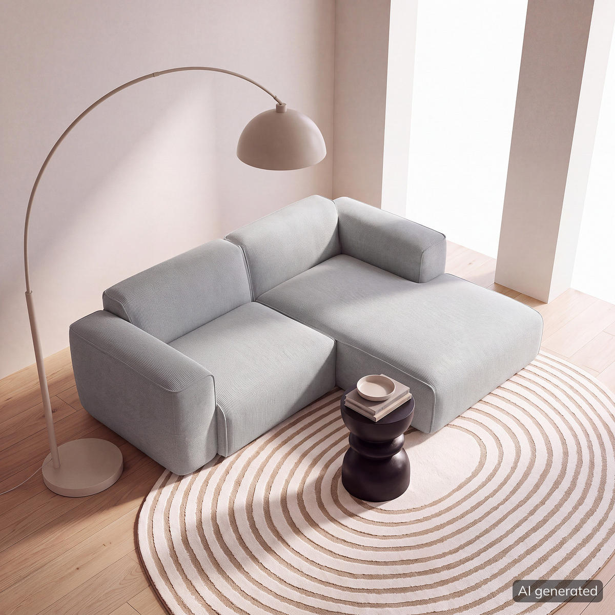 ECKSOFA mit XL-Longchair - Schwarz/Grau, Kunststoff/Textil (260/171cm) - home24