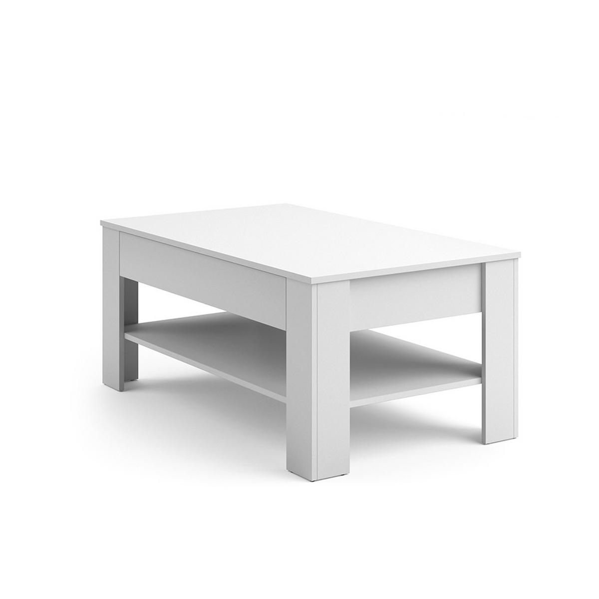 COUCHTISCH Milan Weiß 92.2 x 65 cm - Weiß, Holzwerkstoff (65/92.2/48cm) - Vicco