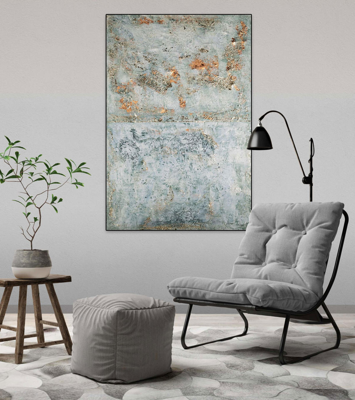 ACRYLBILD HANDGEMALT 80/120 cm - Grau, Holz/Textil (3.04/120cm) - KUNSTLOFT