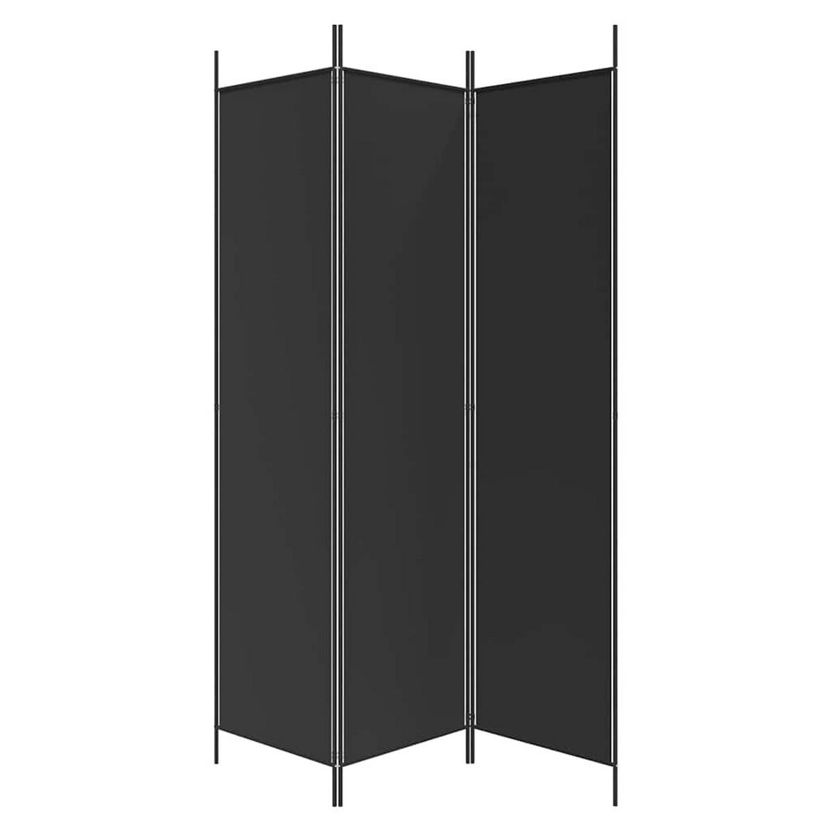 PARAVENT 3-teilig Schwarz 150/200 Cm Stoff - Schwarz, Textil (150/200/0.1cm) - vidaXL