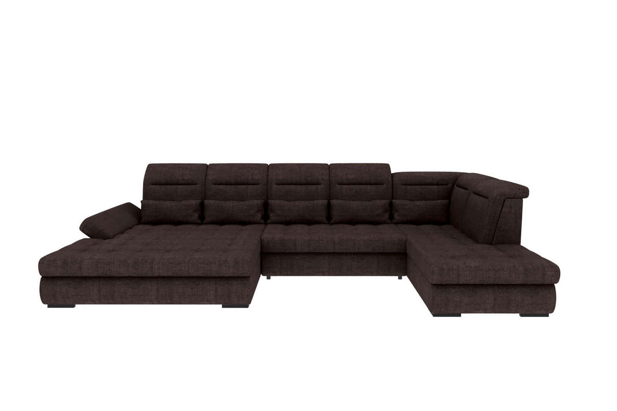 WOHNLANDSCHAFT Toscana Velours inkl. Schlaffunktion - Braun, Textil (208/87/358cm) - 99rooms