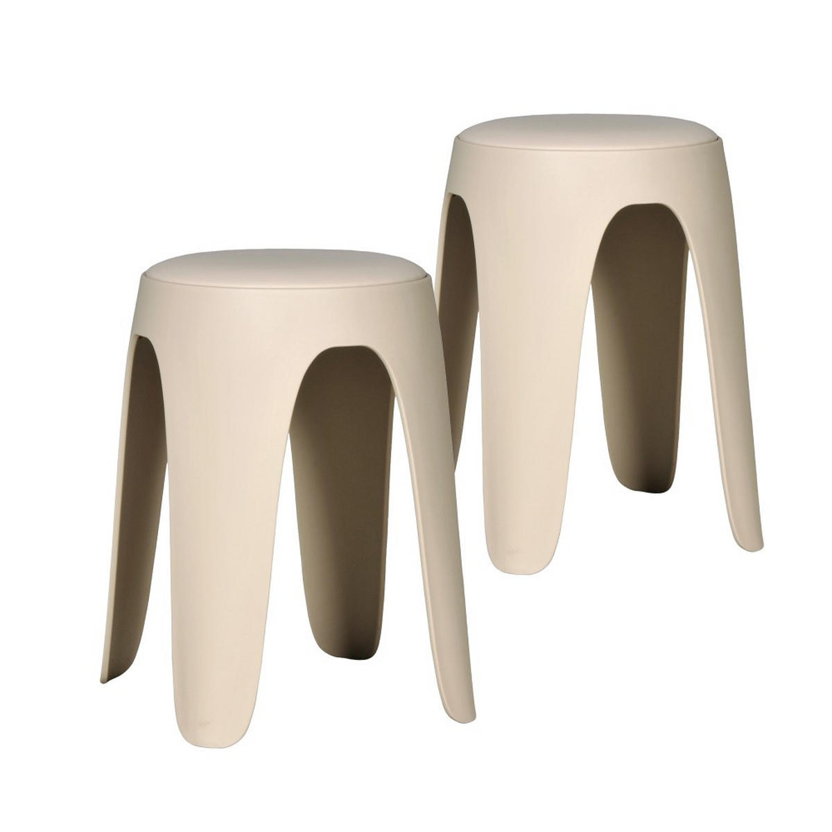 HOCKER 2er-Set TOM Beige - Beige, Kunststoff (43/46.5/43cm) - Weber Industries