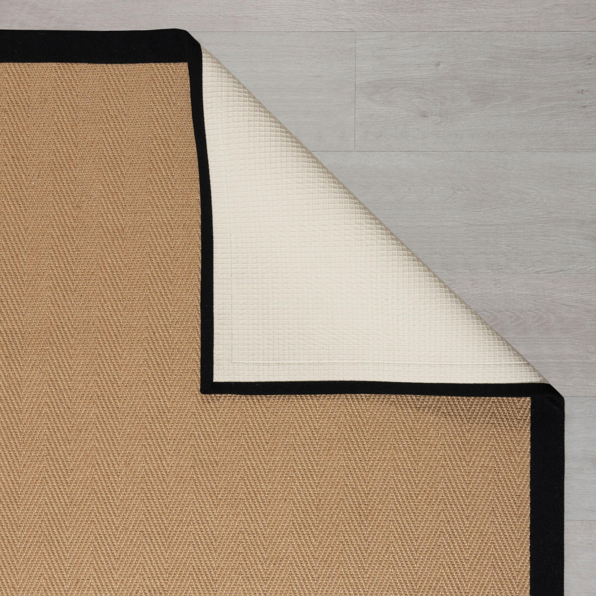 TEPPICH Jute mit Bordüre, Geometrisch-Design TRENT KIRA, Braun-Schwarz 120x170 cm - Schwarz/Naturfarben, Textil (120/170cm) - KADIMA DESIGN