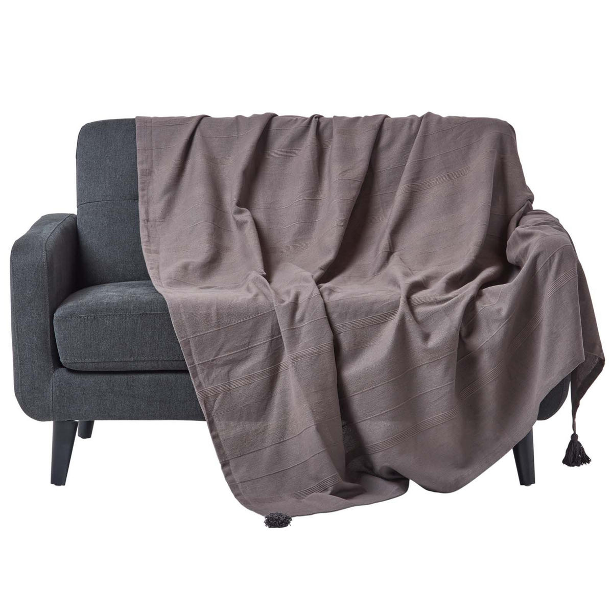 ÜBERWURF Rajput 225/255 cm, 100% Baumwolle - Grau, Textil (225/255cm) - Homescapes