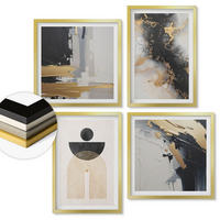 WANDBILDER 4er Set - 50x50 cm & 40x60 cm Goldrahmen - Abstrakte Geometrie-Komposition - Goldfarben, Kunststoff (50/50cm) - ArtPrintCave