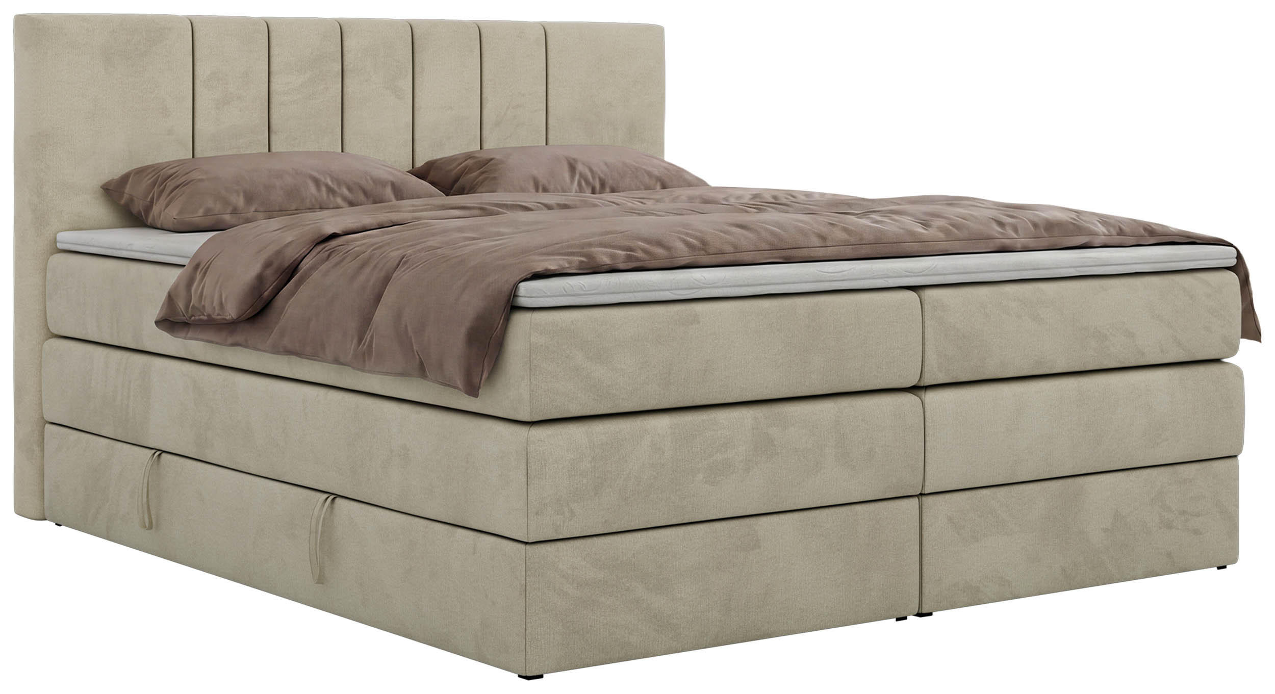 MKS POSTEL BOXSPRING INERO KING 180/200 - Béžová Samet - Topper T25 - H3
