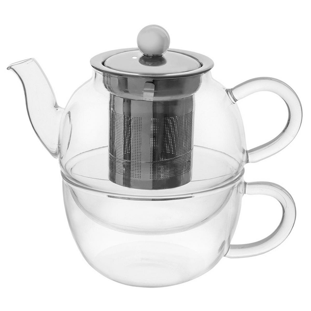 TEEKANNE Glas mit Tasse und Teesieb 300+350 ml 2 Stück. - Transparent, Glas (0.3L) - Orion 