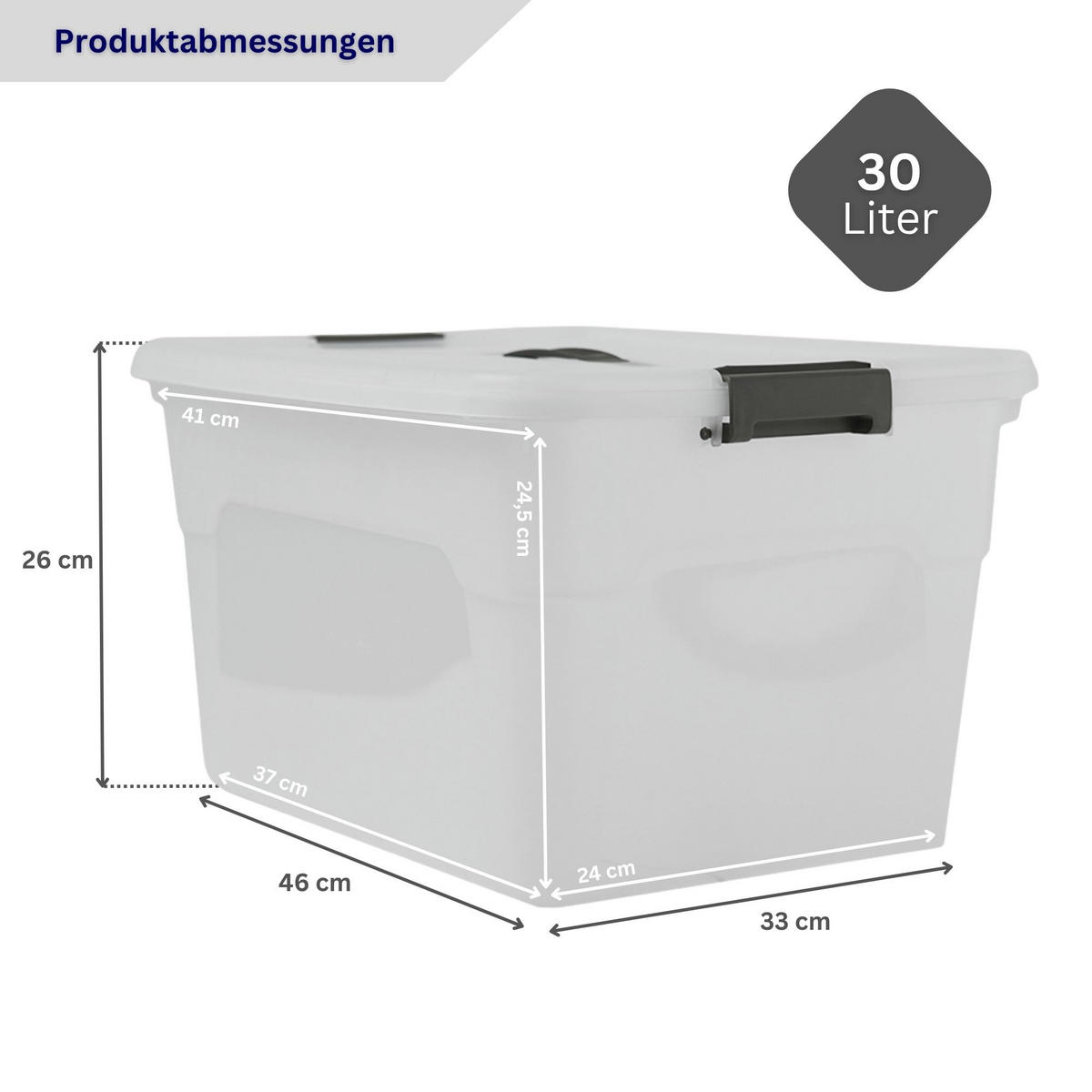 AUFBEWAHRUNGSBOX mit Deckel 30L im 6er Set Klein transparent stapelbar - Transparent, Kunststoff (46/26/33cm) - PROREGAL