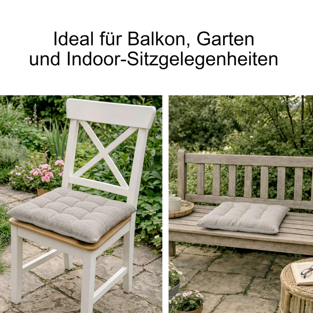 SITZKISSEN 4er Sparset FRESHSTRIPE4ER - Hellgrau, Textil (40/40/5cm) - Tom Tailor