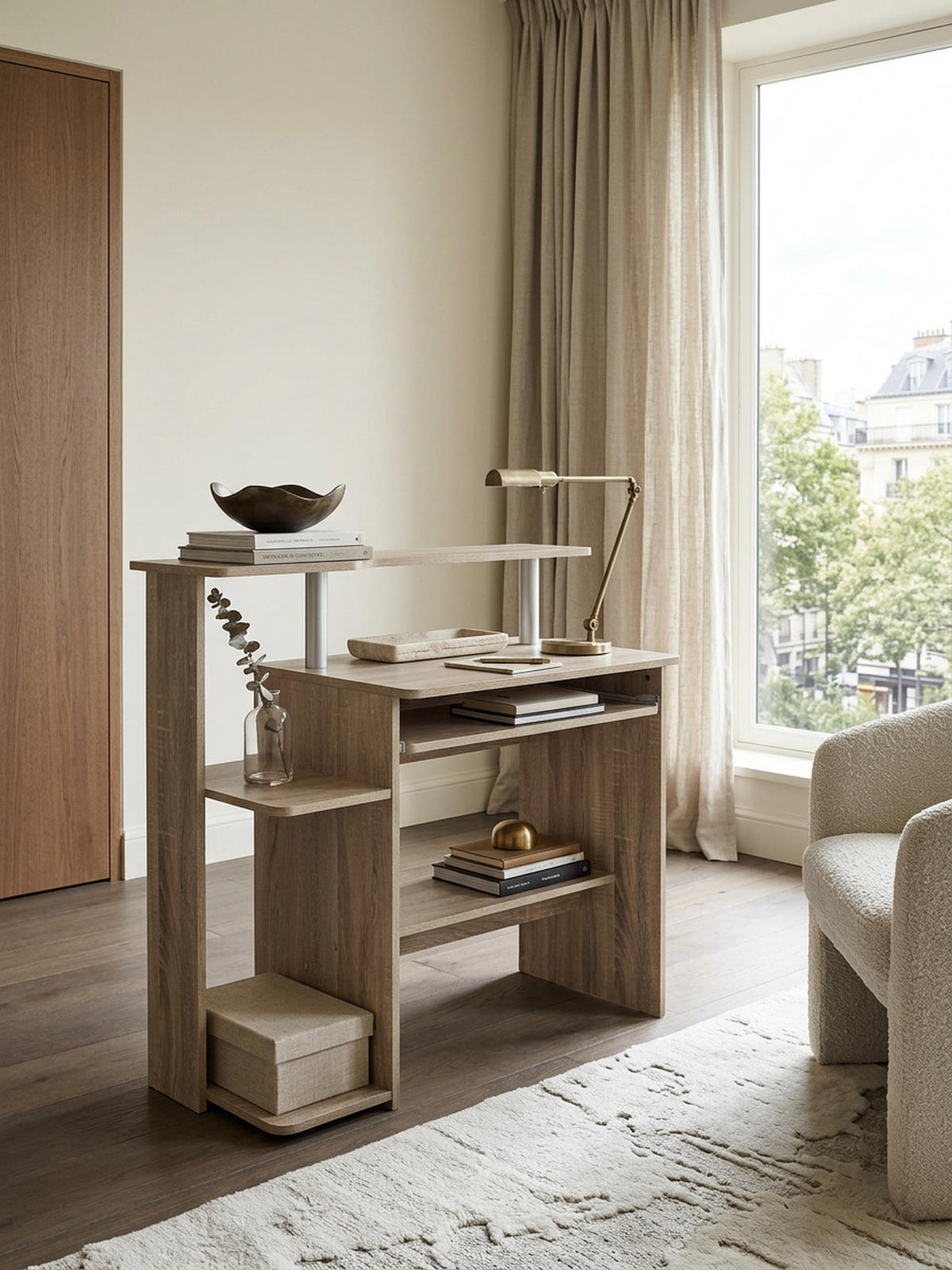 SCHREIBTISCH Computertisch ELBTRAUM Tastaturauszug, Beige 94x48x90 cm - Beige, Holz (48/94/90cm) - KADIMA DESIGN