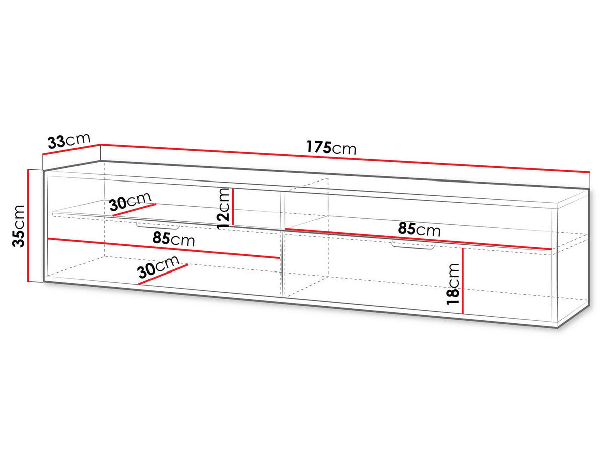 TV-LOWBOARD Queen 175 - Goldfarben/Weiß, Holzwerkstoff/Metall (175/35/33cm) - MIRJAN24