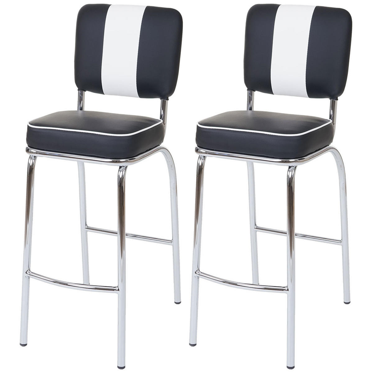 BARHOCKER Schwarz, Weiß 2er-Set - Schwarz/Weiß, Textil (34/107/46cm) - MCW