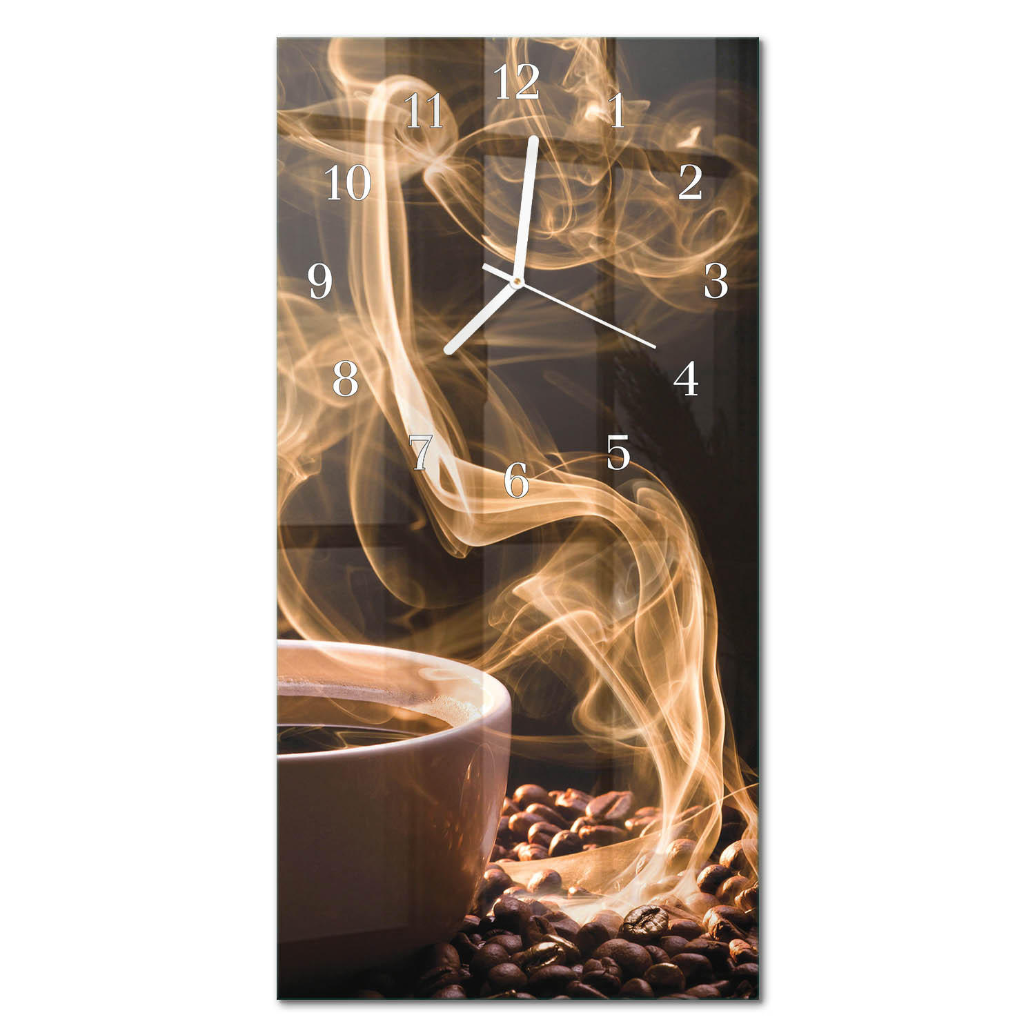 WANDUHR 30x60 cm - Abstraktion - Braun, Glas (30/60/0.4cm) - TULUP