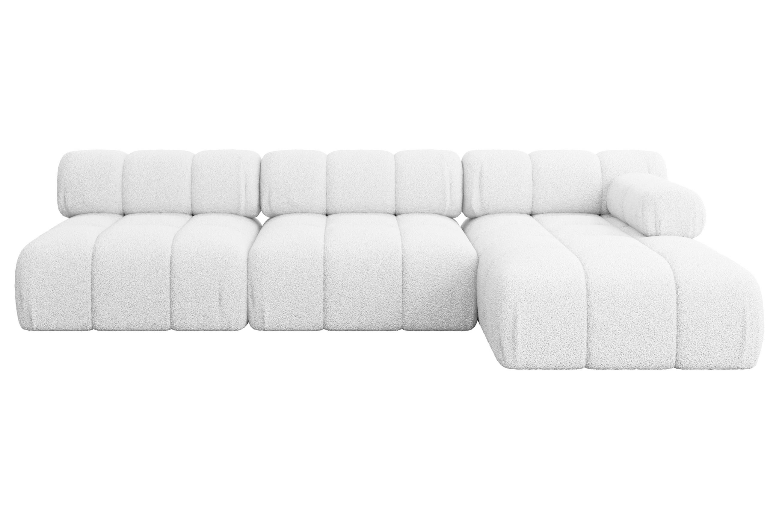 ECKSOFA modulares Sofa Razon-L2 - 285x160x70 cm Weiß Bouclé - Weiß, Holzwerkstoff/Textil (285/160cm) - ALTDECOR