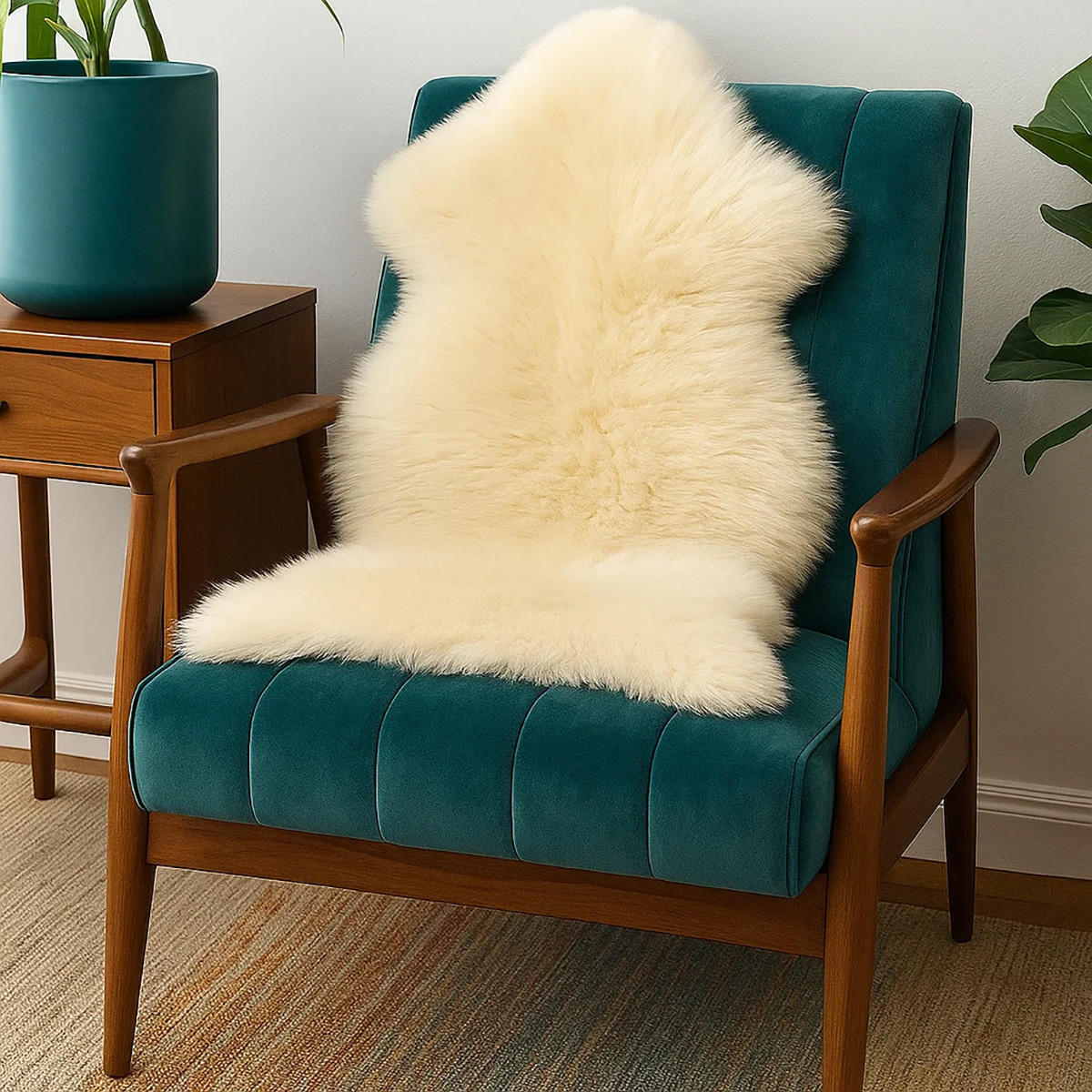 SCHAFFELL Lammfell elfenbeinfarben vegetabil gegerbt, ca. 120 cm - Weiß, Fell (70/120cm) - Provellus